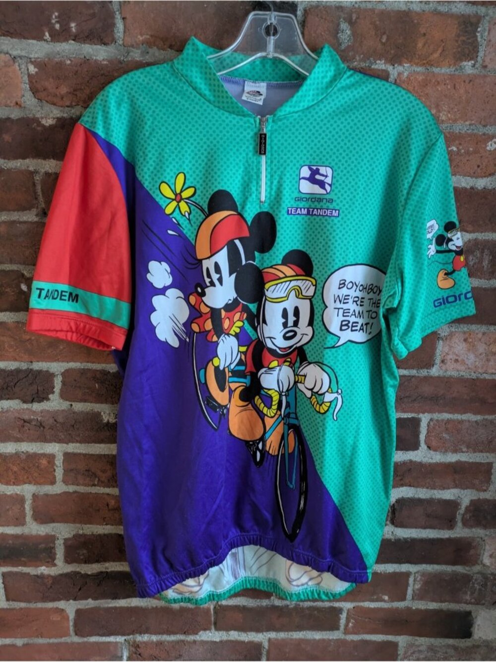 Giordana Team Tandem Men's Large Cycling Jersey Disney Mickey Minnie Mouse